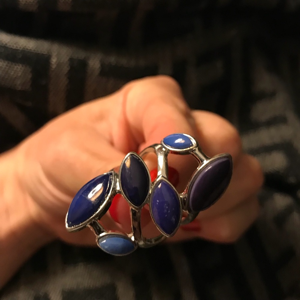 Lapis Lazuli Gemstone Silver Ring Size 7.5 - Picture 3 of 4